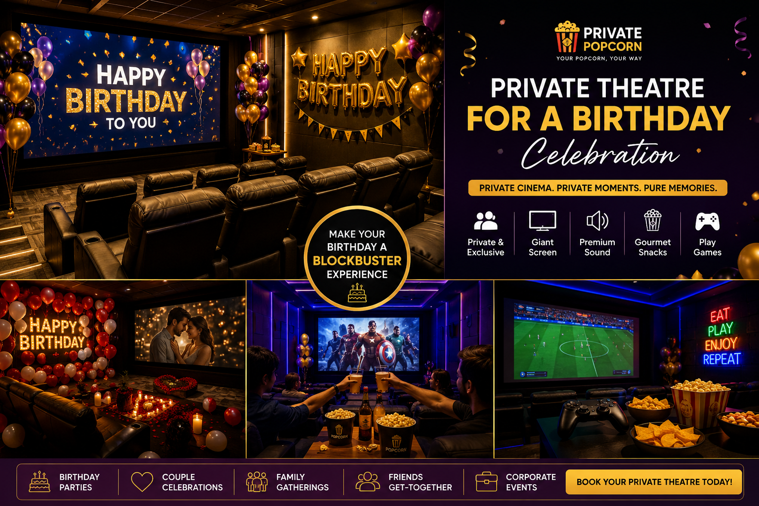 Private Birthday Party at a Private Movie Theatre | Private Popcorn