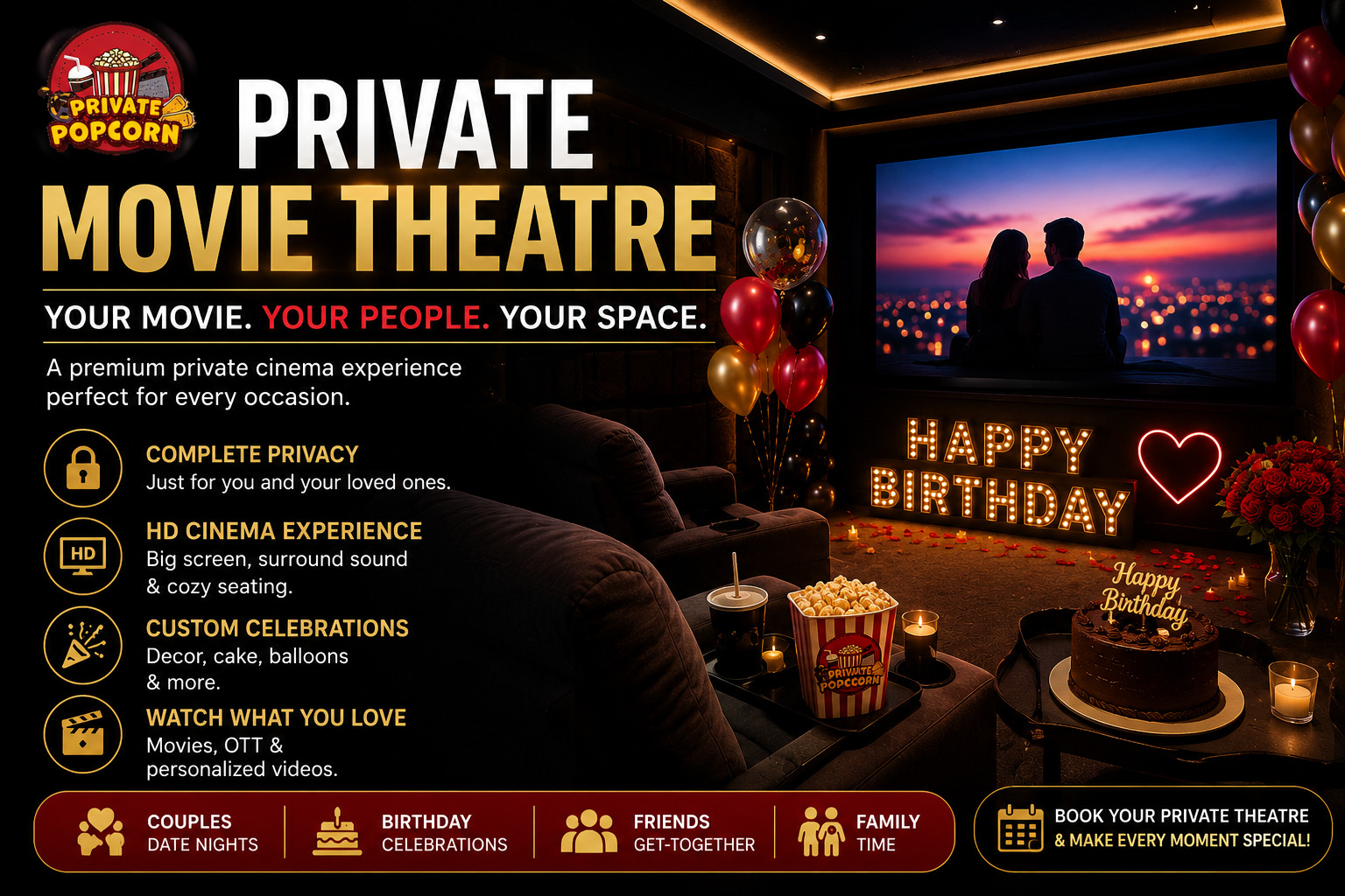 Private Movie Theatre: A Geek's Choice for a Surprise Birthday Celebration.